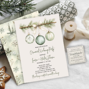 Moderne Weihnachtsbaumschmuck-Tauschparty Einladung