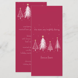 Moderne Weihnachtsbaumstars - Rot, Weiß, Gold, Menükarte