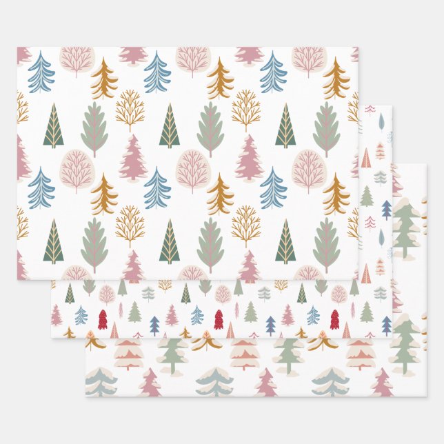 Moderne Weihnachtsbaumwrapping Paper Sheets Geschenkpapier Set (Set)
