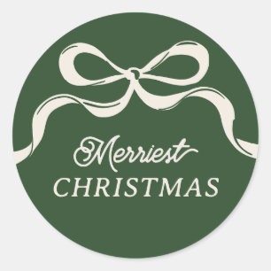 Moderne Weihnachtsbögen   Klassisches Ferien-Grün Runder Aufkleber