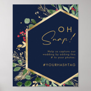 Moderne Weihnachtsdekoration   Marineblau Oh Snap  Poster