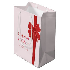 Moderne Weihnachtsdekoration mit rotem Schleifenba Mittlere Geschenktüte