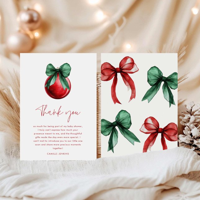 Moderne Weihnachtsdusche Danke Karte (Modern Christmas Baby Shower Thank you card)