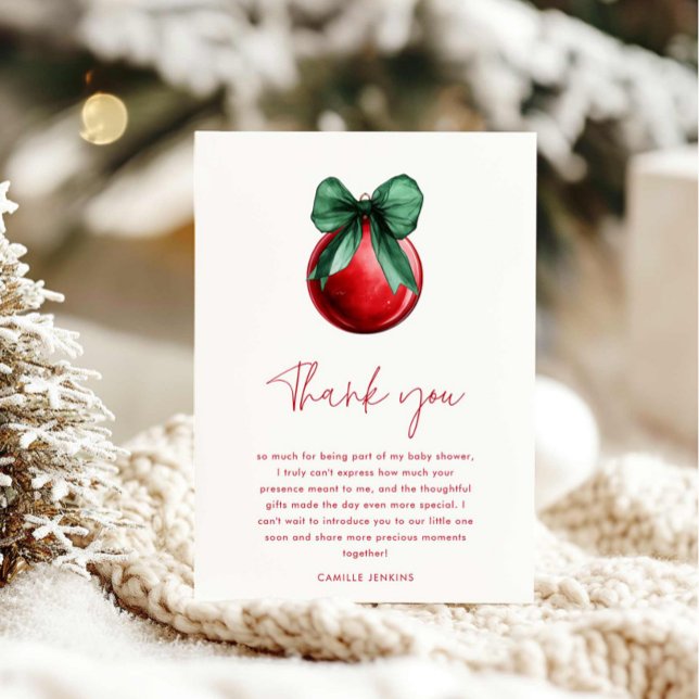 Moderne Weihnachtsdusche Danke Karte (Christmas Baby Shower Thank you card)