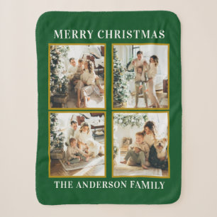 Moderne Weihnachtsfamilie Foto Collage Green Sherpadecke