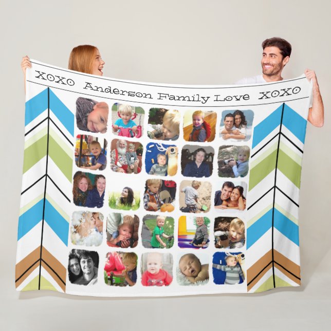 Moderne Weihnachtsfamilien-Fotos Fleecedecke (Beispiel)