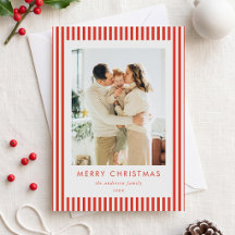 Moderne Weihnachtsfamilienfoto mit roten Streifen