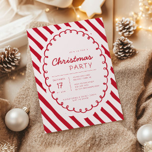 Moderne Weihnachtsfeier-Einladung im Candy Cane-De Einladung