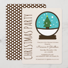 Moderne Weihnachtsfeier Snowglobude Einladung