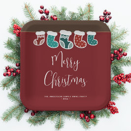 Moderne Weihnachtsfeier Strumpf Pappteller