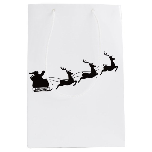 Moderne Weihnachtsfeier und Rentier Mittlere Geschenktüte (Vorderseite)
