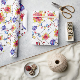 Moderne Weihnachtsfeiertage Blumenmuster Geschenkpapier