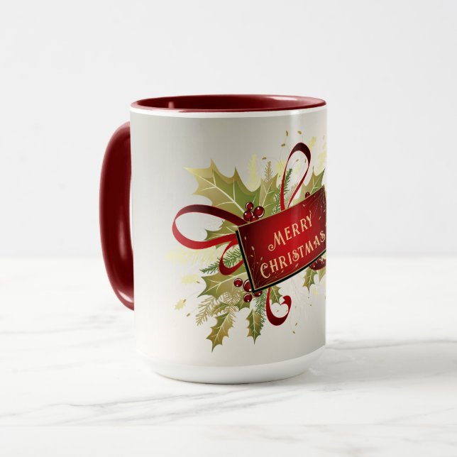 Moderne Weihnachtsfeiertage-Tasse Tasse (Vorderseite Links)