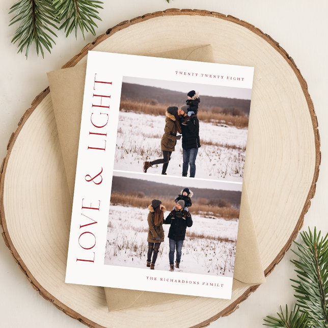 Moderne Weihnachtsferien mit zwei Fotos Postkarte (Von Creator hochgeladen)