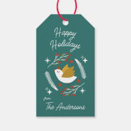 Moderne Weihnachtsferien Taubenberries individuell Geschenkanhänger