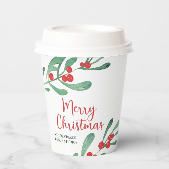 Moderne Weihnachtsfirma Pappbecher (Vorderseite)