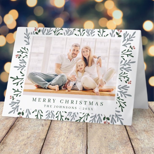 Moderne Weihnachtsfolien und Berries Botanisch Feiertagskarte (Von Creator hochgeladen)