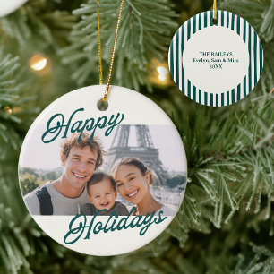 Moderne Weihnachtsfoto-Familien-Erinnerung Keramik Ornament