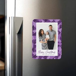 Moderne Weihnachtsfoto mit violettem Glasmosaik Magnet