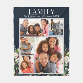 Moderne Weihnachtsfotografie Collage Navy Blue Fleecedecke