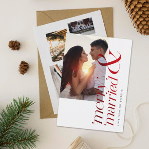 Moderne Weihnachtsfotos mit stilvoller roter Folie Feiertagskarte