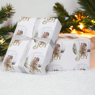 Moderne Weihnachtsfreude Foto Personalisiert Geschenkpapier