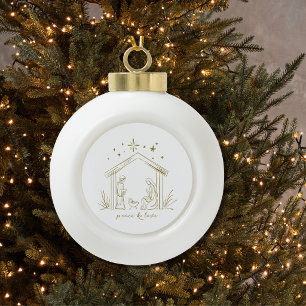 Moderne Weihnachtsgeburt Frieden Liebe religiös Keramik Kugel-Ornament