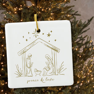 Moderne Weihnachtsgeburt Frieden Liebe religiös Keramikornament