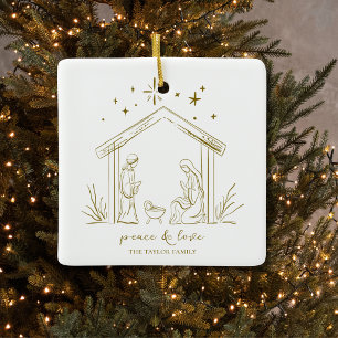 Moderne Weihnachtsgeburt Frieden Liebe religiös Keramikornament