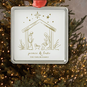 Moderne Weihnachtsgeburt Frieden Liebe religiös Ornament Aus Metall
