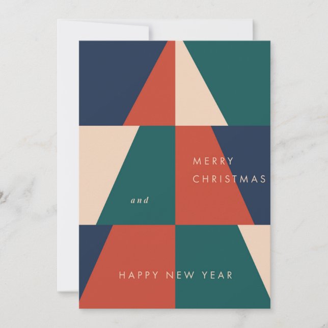 Moderne Weihnachtsgeometrie Feiertagskarte (Vorderseite)
