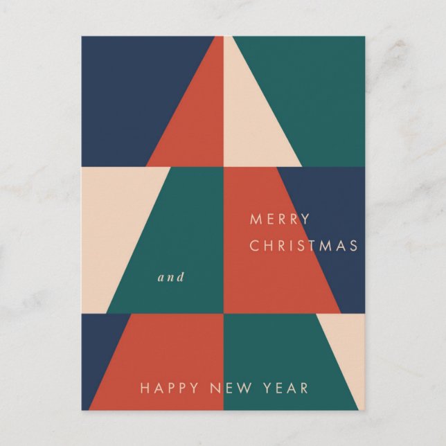 Moderne Weihnachtsgeometrie Feiertagspostkarte (Vorderseite)