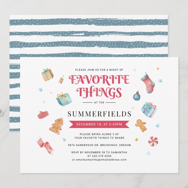 Moderne Weihnachtsgeschenkbörse Einladung (Vorne/Hinten)