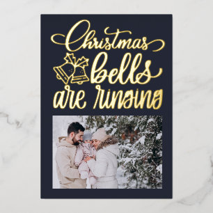 Moderne Weihnachtsglocken läuten Foto Foil Folien Feiertagskarte