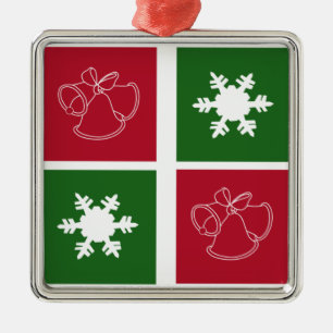 Moderne Weihnachtsglocken und Schneeflocken Ornament Aus Metall