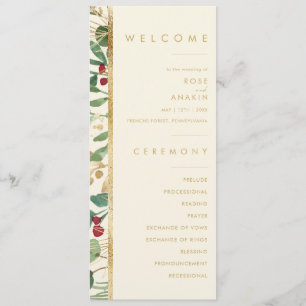 Moderne Weihnachtsgrün Cream Wedding Program Programm