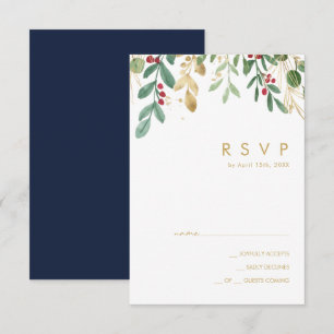 Moderne Weihnachtsgrün   Navy RSVP Card Karte