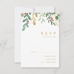 Moderne Weihnachtsgrün   Weiße RSVP-Karte RSVP Karte
