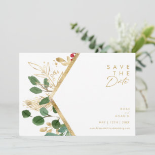 Moderne Weihnachtsgrün Weißes Horizontal Save The Date