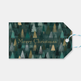 Moderne Weihnachtsgrüne und Goldene Bäume Geschenk Geschenkanhänger