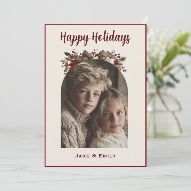 Moderne Weihnachtsgrüße Familien-Foto Karte  (Stehend Vorderseite)