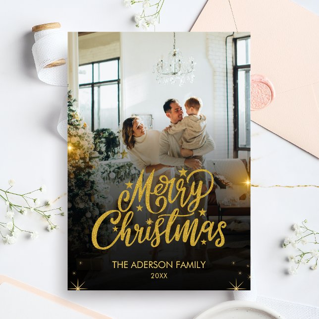Moderne Weihnachtsgrüße Familienfoto Feiertagskarte (Modern Christmas Family Holiday Card )