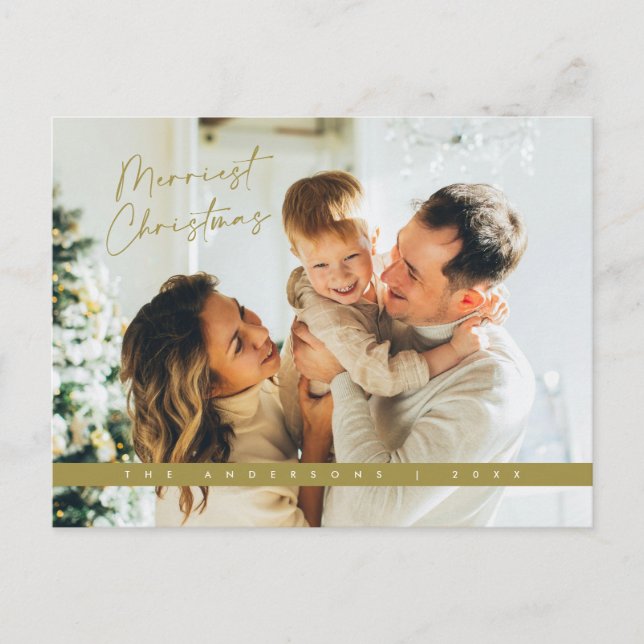 Moderne Weihnachtsgrüße, Foto der Familie Postkarte (Vorderseite)