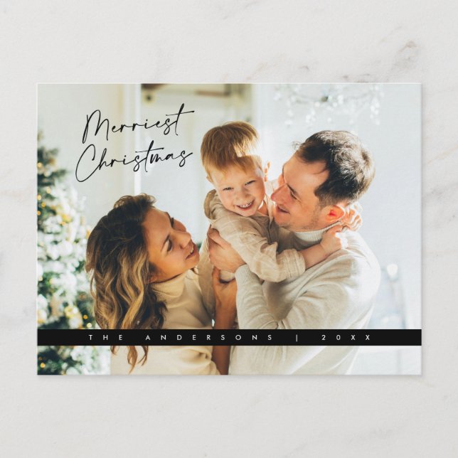 Moderne Weihnachtsgrüße, Foto der Familie Postkarte (Vorderseite)