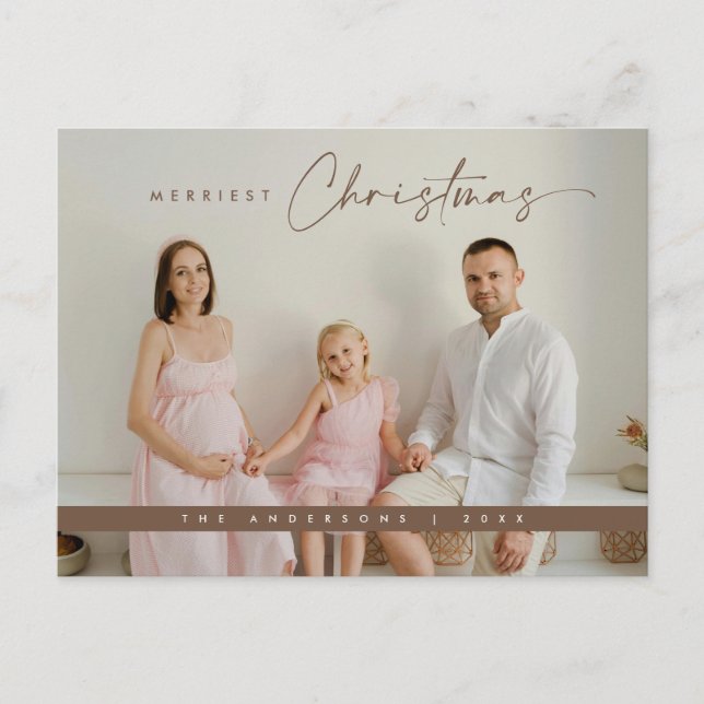 Moderne Weihnachtsgrüße, Foto der Familie Postkarte (Vorderseite)