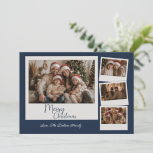 Moderne Weihnachtsgrüße Multi-Foto Floral Feiertagskarte