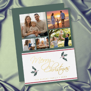 Moderne Weihnachtsgrußkarte mit Holunder-Fotocolla Folien Feiertagskarte