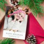 moderne Weihnachtskarte Feiertagskarte<br><div class="desc">Ein modernes minimales Design mit einem individuellen Bild. Sie können das Foto und den Text des Urlaubssymbols individuell gestalten.</div>