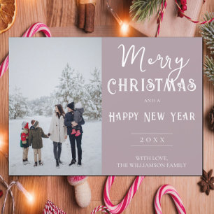 Moderne Weihnachtskarte für das Foto   Rosa Feiertagskarte