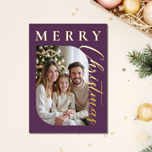 Moderne Weihnachtskarte für Lila Gold Foto Folien Feiertagskarte